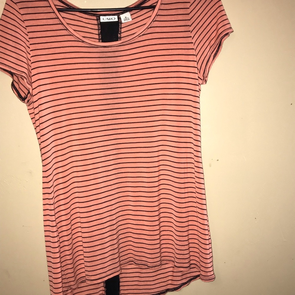 Striped top with lace down the back